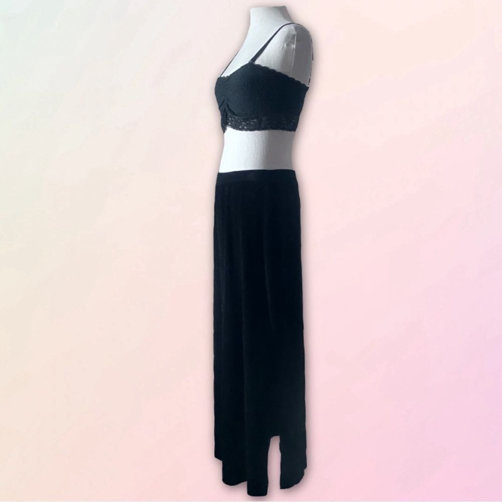 Islander, Vintage, Basic, Black Velvet, Midi/Maxi Skirt